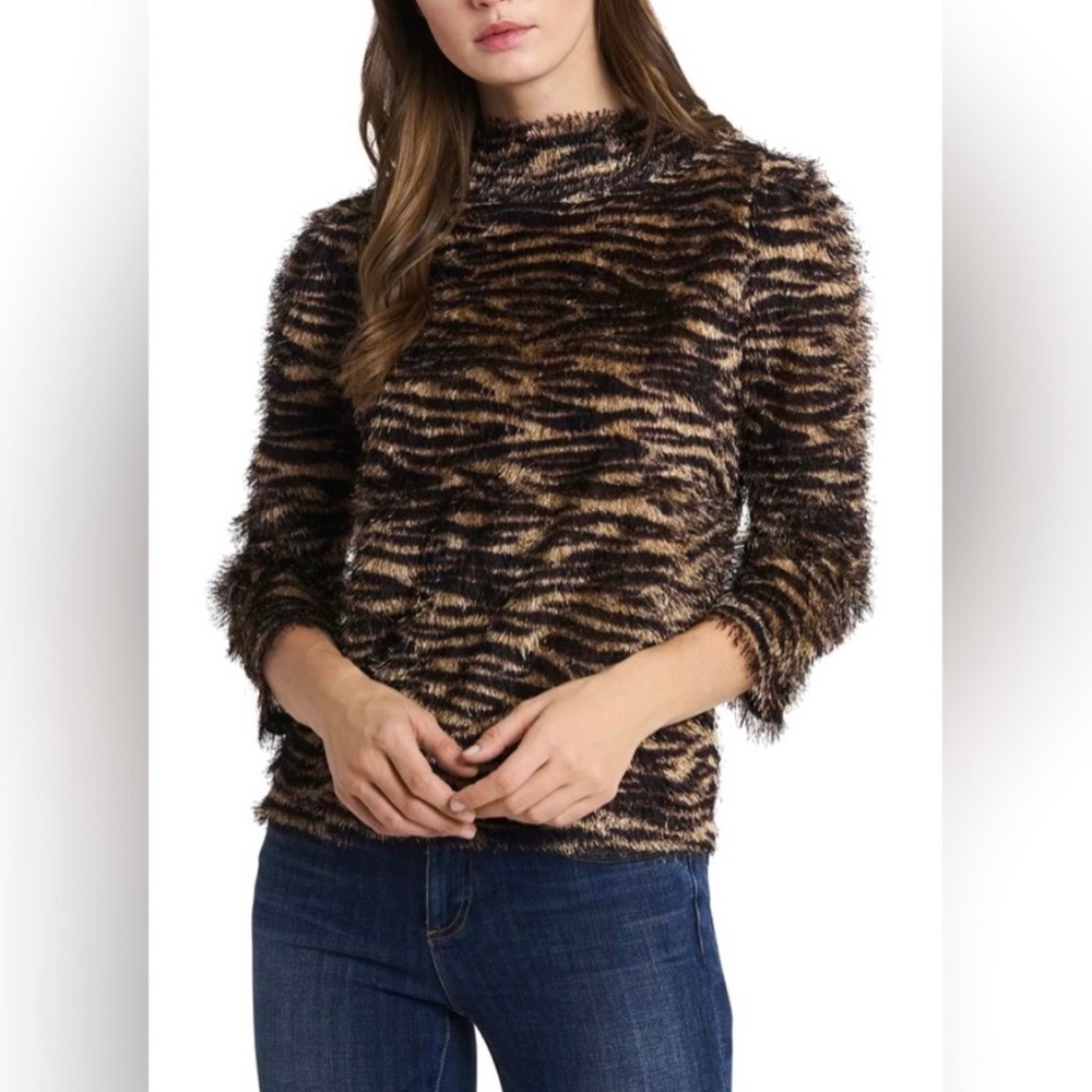 Vince Camuto Eyelash Zebra Animal Print Sweater